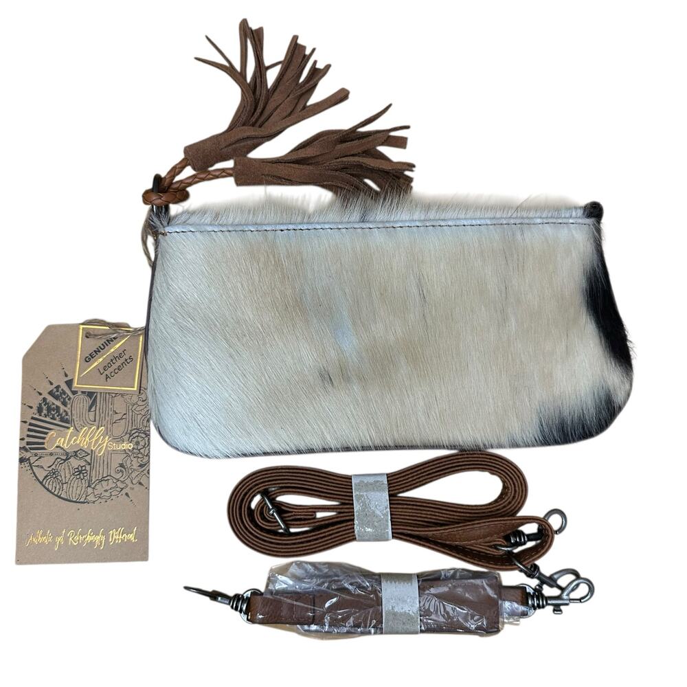 CATCHFLY STUDIO Aunthentic Leather Bohemian Western Convertible Clutch Purse Bag